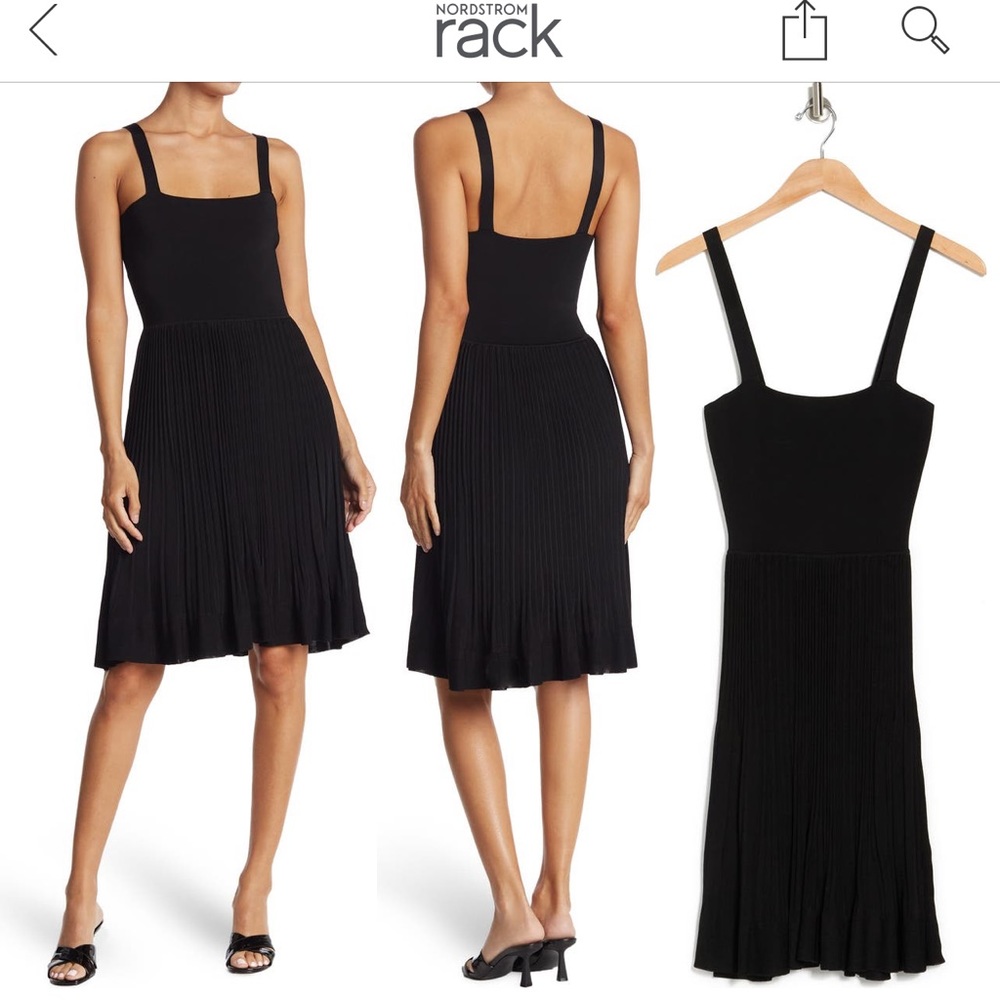 Theory Pleated Square Neck Dress